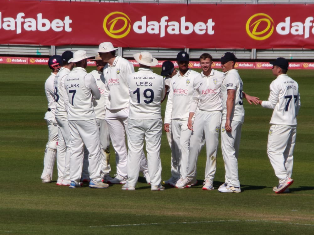 Durham celebrate a wicket during the County Championship fixture against Nottinghamshire earlier this year.