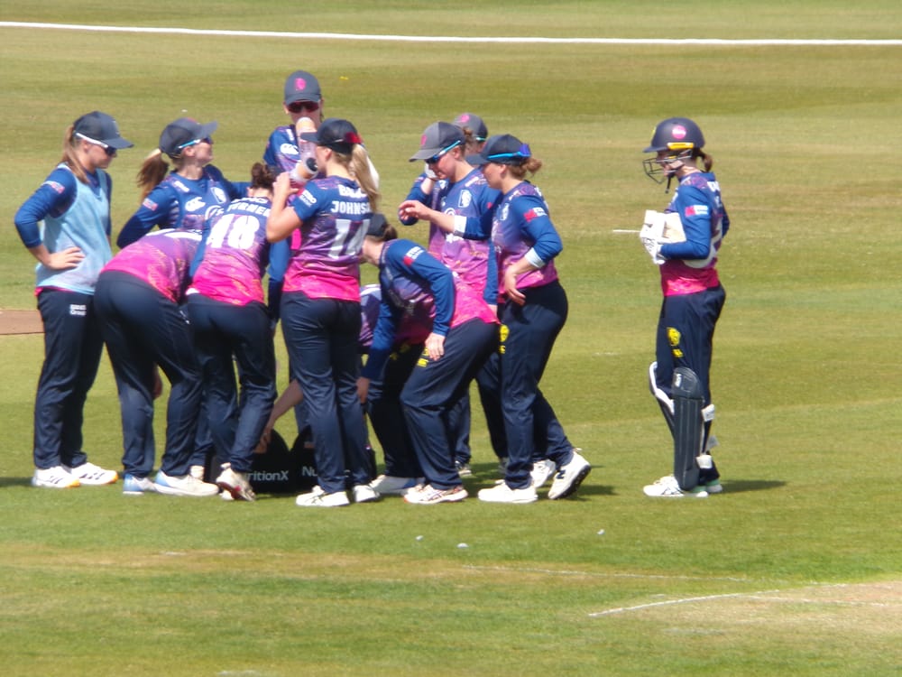Durham women celebrate a wicket