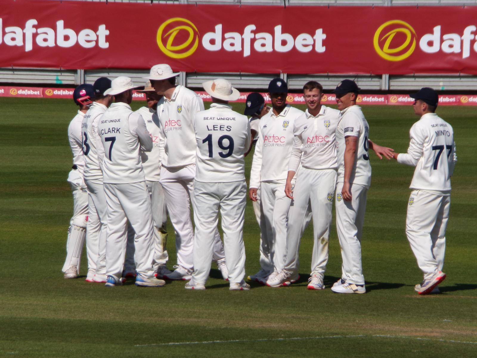 Durham celebrate a wicket during the County Championship fixture against Nottinghamshire earlier this year.