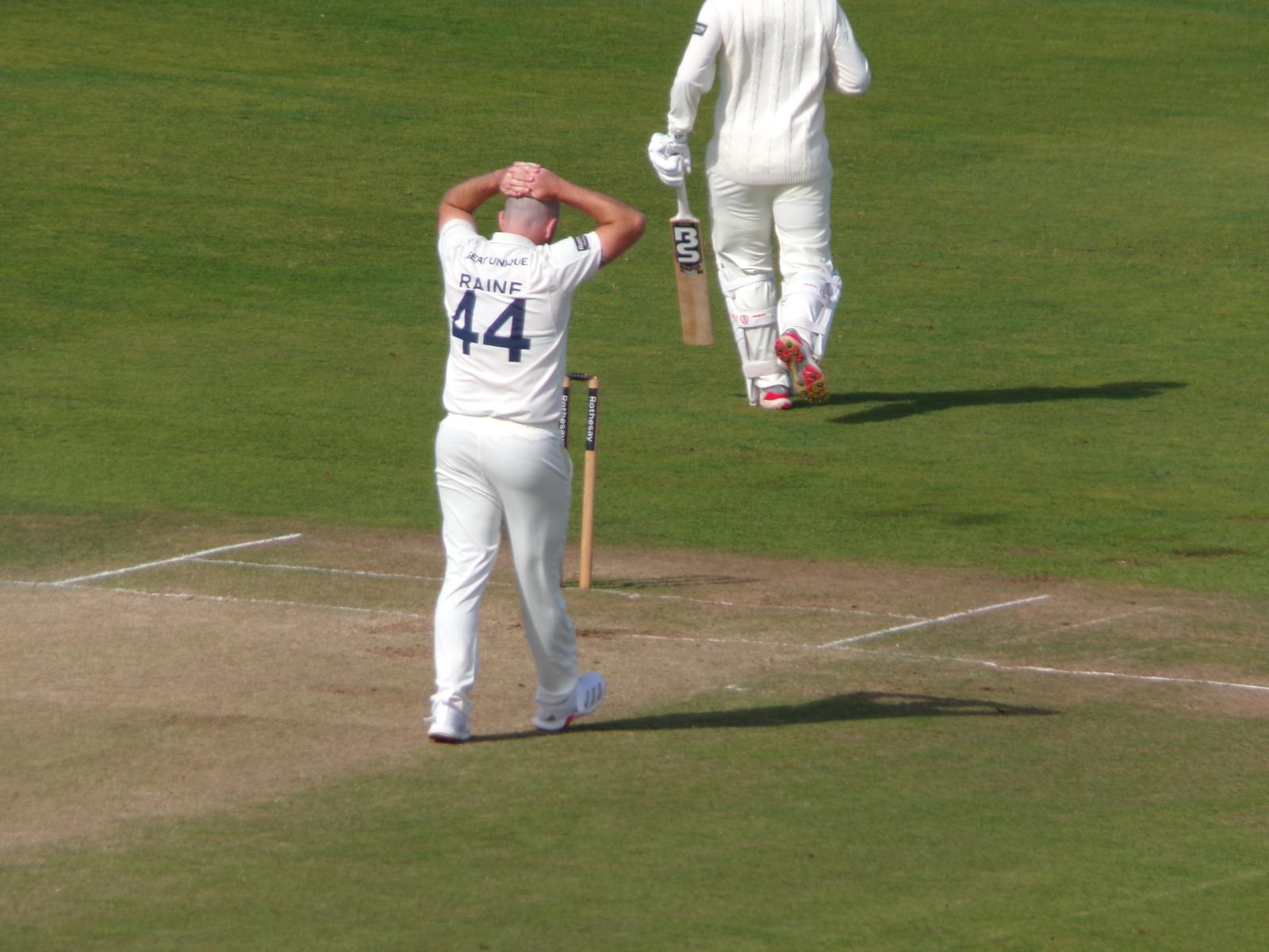 Durham's Ben Raine frustrated after a delivery