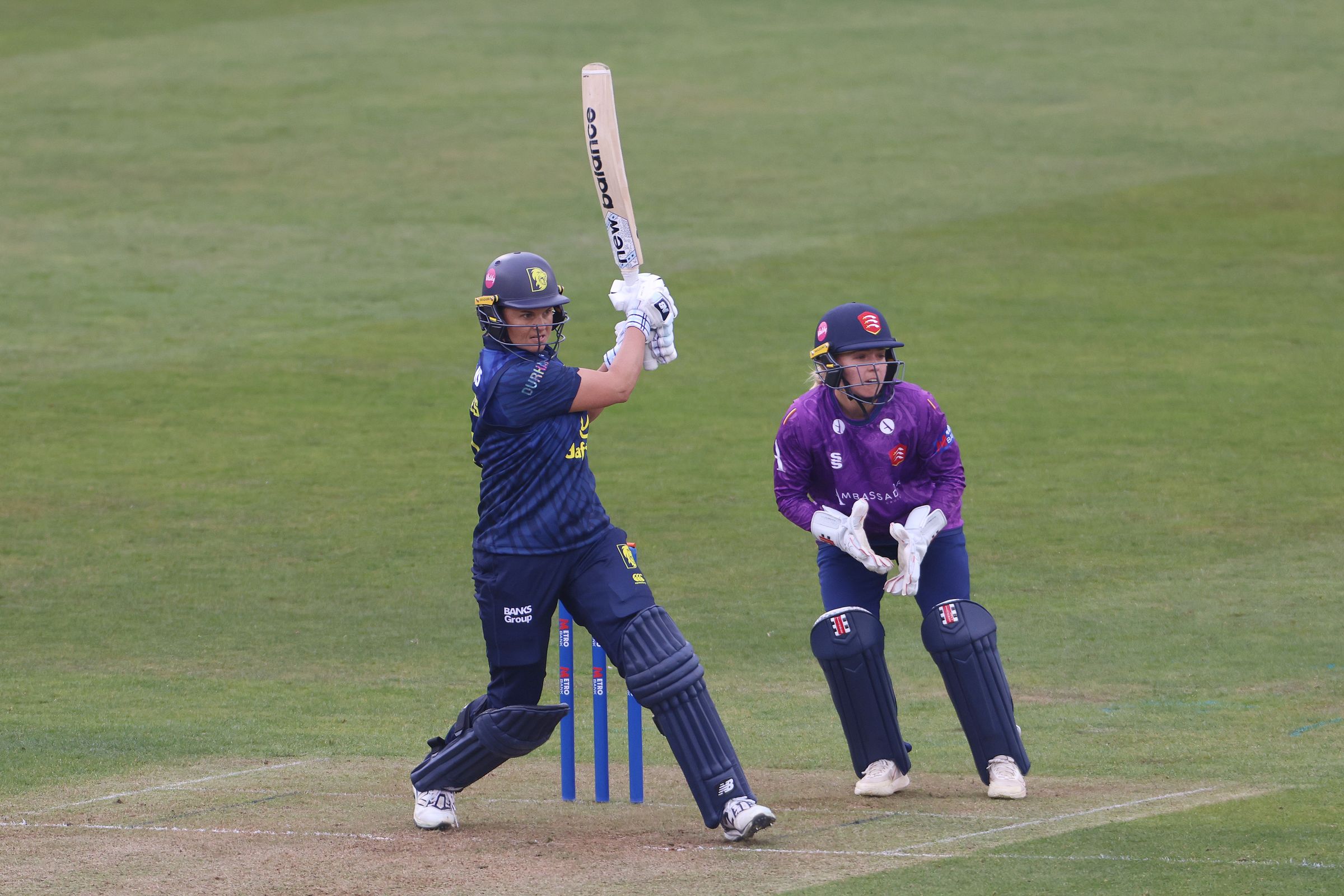 Suzie Bates batting for Durham in their first ever game, a Metro Bank One Day Cup clash with Essex at Banks Homes Riverside.