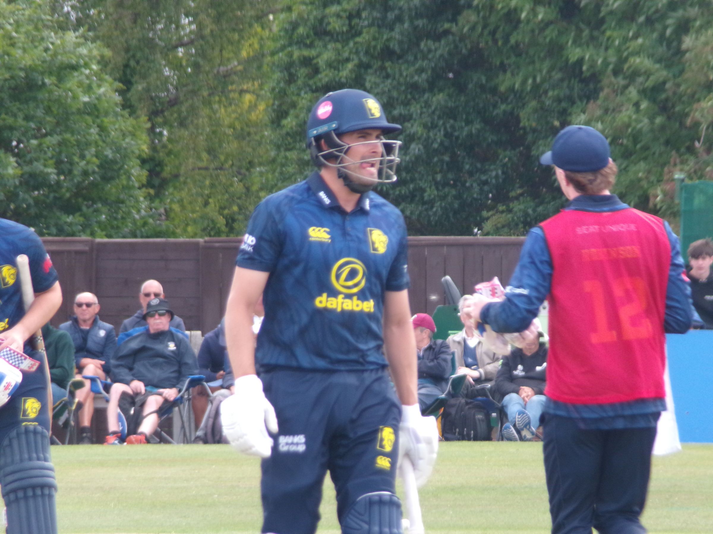 Durham's Will Rhodes walks off the field of play at Roseworth Terrace after he fell for 96 during Durham's Metro Bank One Day Cup clash with Sussex.