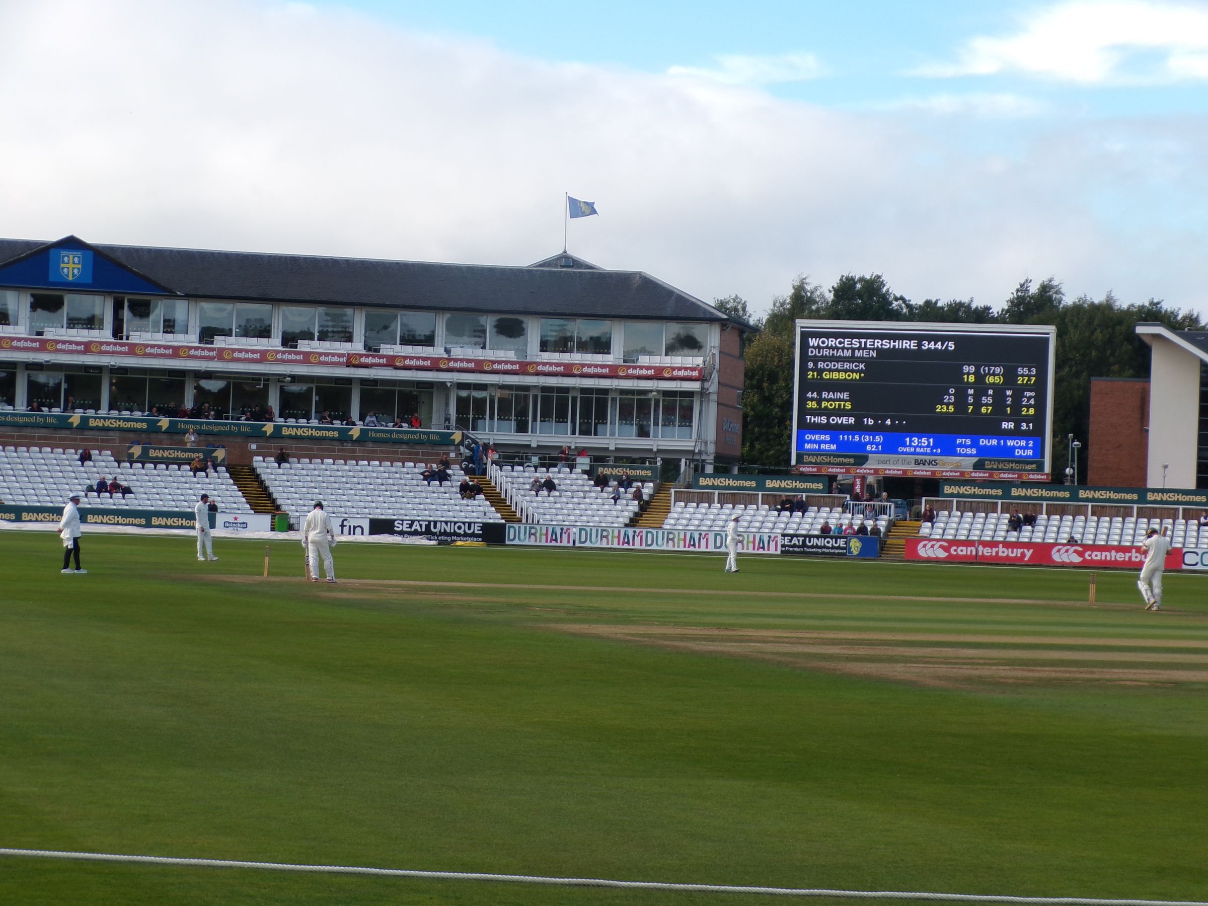 Durham playing against Worcestershire at the Banks Homes Riverside.