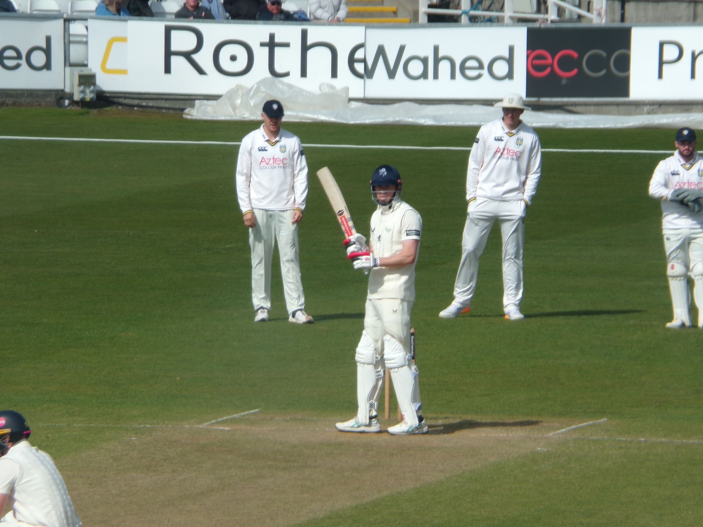 Durham's slip cordon watch on as Zak Crawley faces a delivery