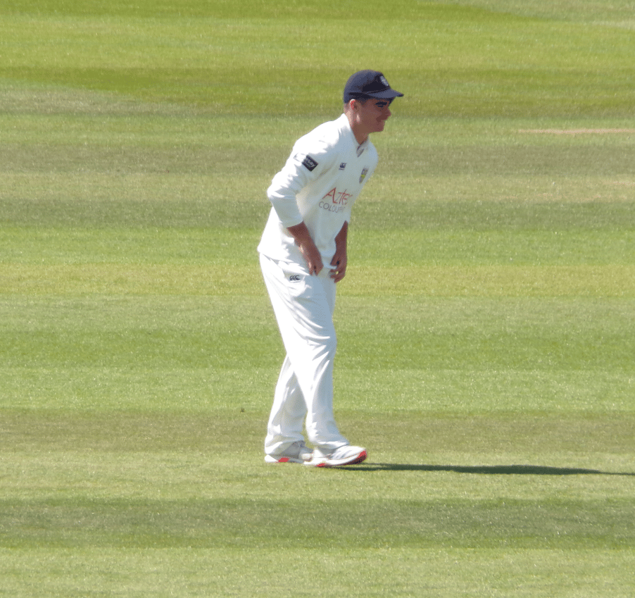 James Minto in the field for Durham during their County Championship clash with Nottinghamshire