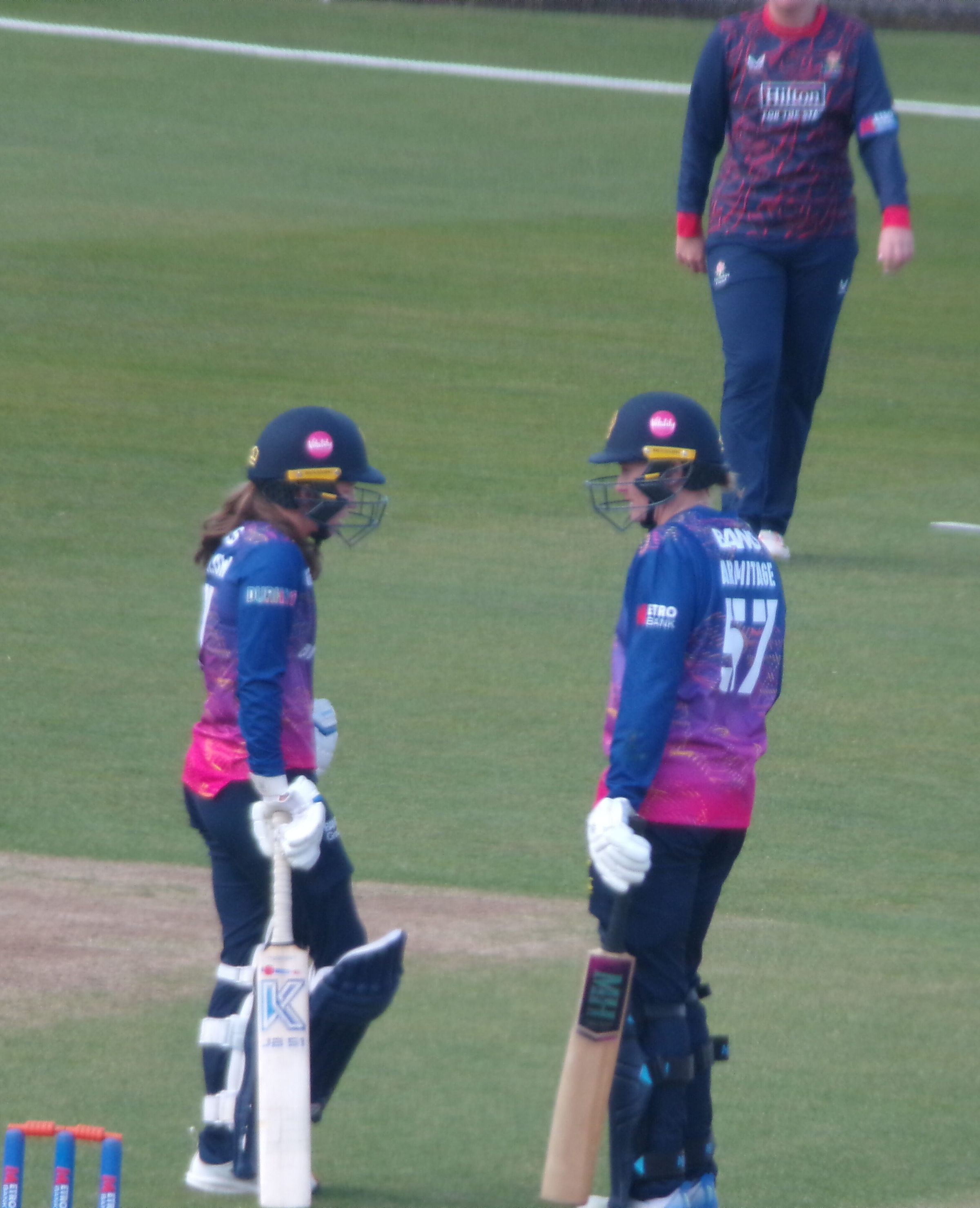 Emma Marlow and Hollie Armitage in the middle for Durham during their game against Lancashire
